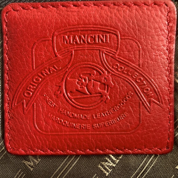 Mancini Red Leather Triple Compartment Briefcase for 15” Laptop/Tablet - Picture 8 of 16